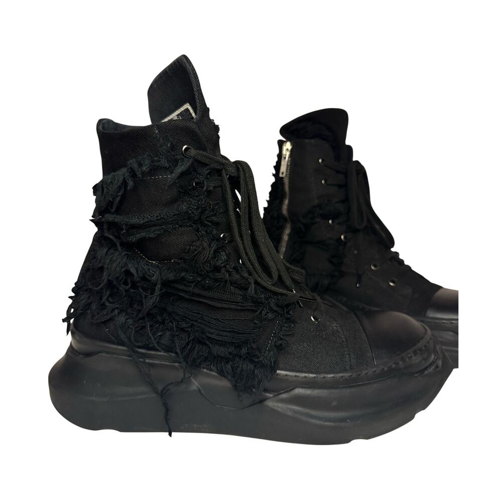 Rick Owens DRKSHDW Gethsemane High-Top Sneakers EU 45 Distressed Abstract Denim